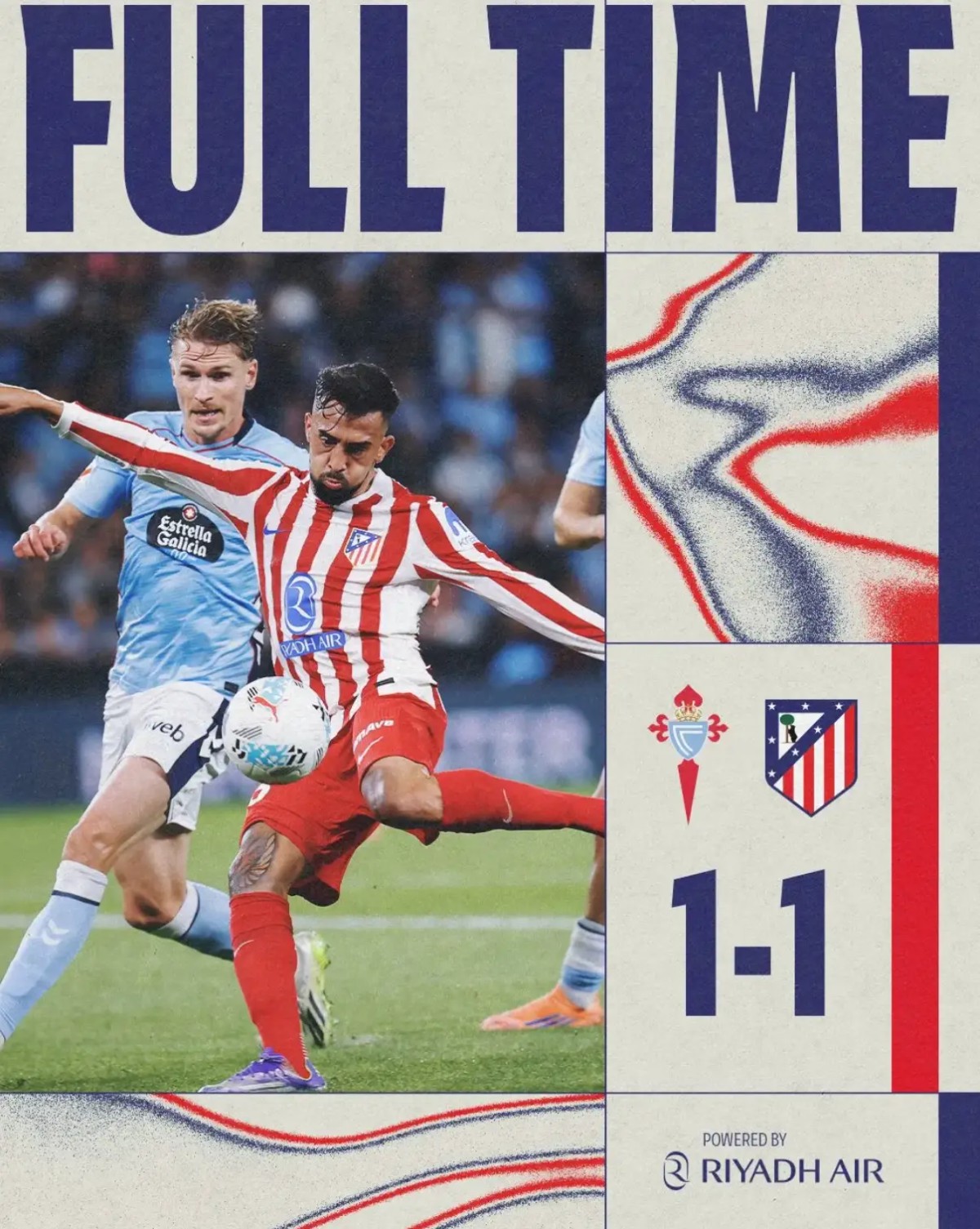 【马竞祝您中秋快乐】1-1客场战平塞尔塔，马竞连续7轮联赛不败